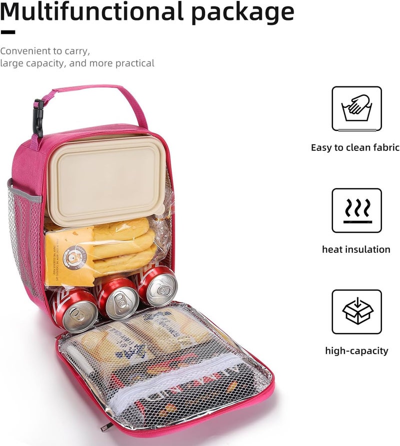 Lovoeo Lunch box Lunch bag for men women Insulated Lunchbox Lunch bags for Work Picnic Travel(Rose red) - Image 4